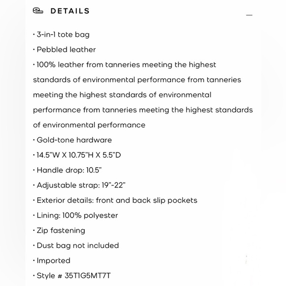 Michael Kors 3-in-1 Maisie Large Pebbled Leather Tote Bag BRAND NEW - Picture 8 of 8